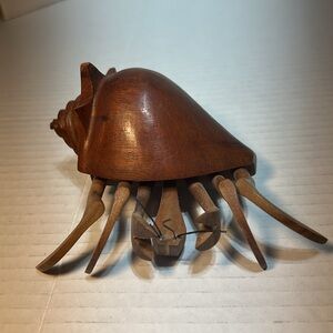 Carved Wooden Crab Sculpture